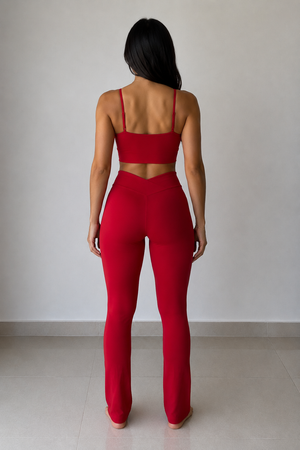 Conjunto Vermelho Top + Calça Flare