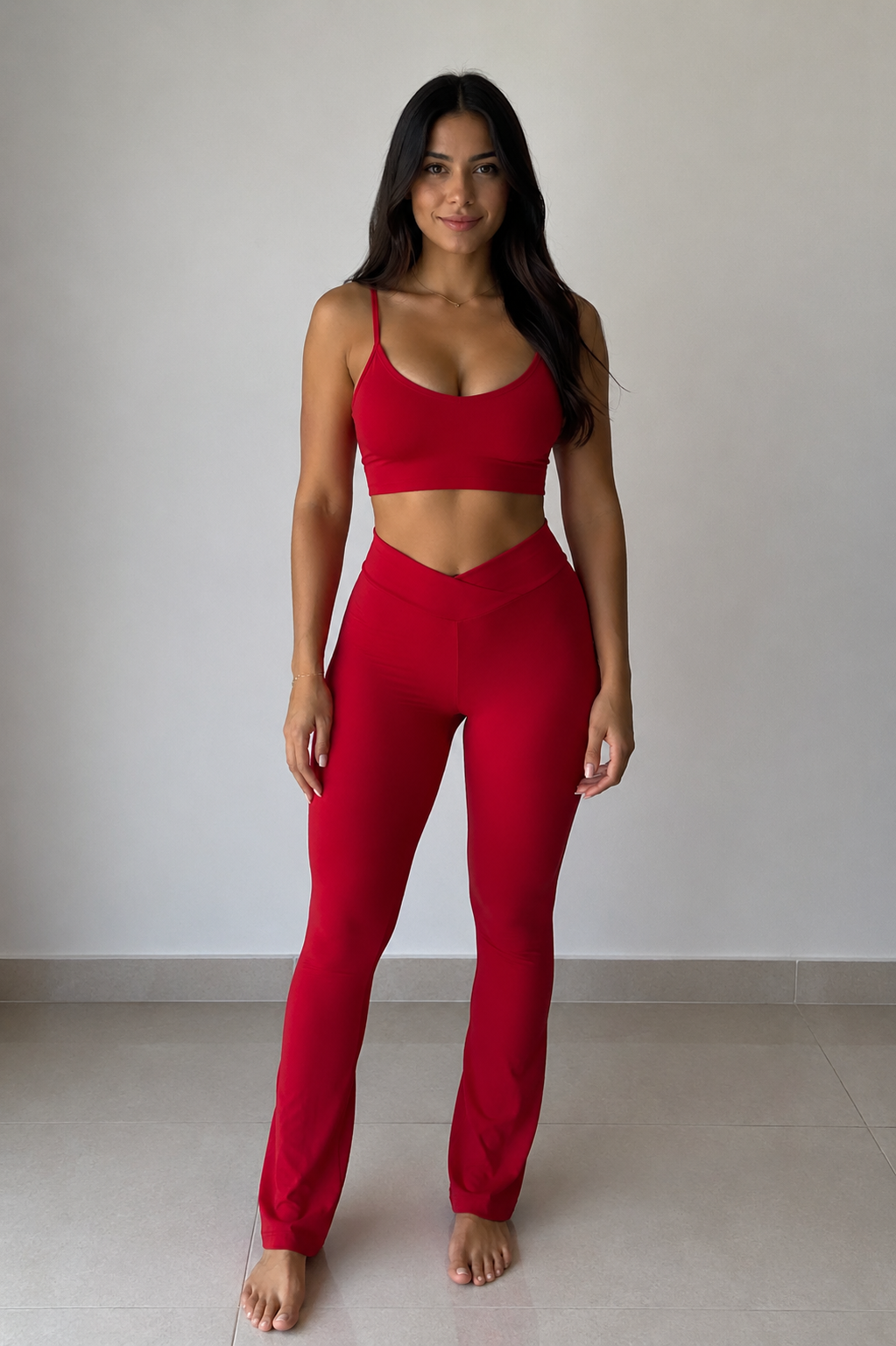 Conjunto Vermelho Top + Calça Flare
