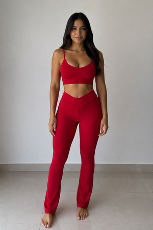 Conjunto Vermelho Top + Calça Flare